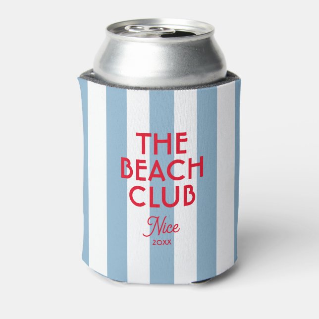 Der Beach Club Französisch Red Blue Cabana Strip Dosenkühler (Kanne Rückseite)