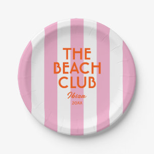 Der Beach Club Ibiza Pink Cabana Runde Streifen Pappteller