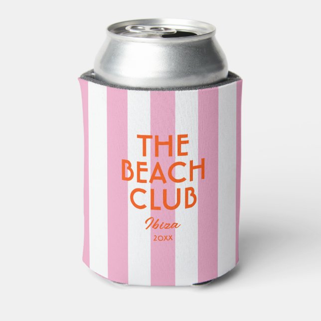 Der Beach Club Ibiza Pink Cabana Strip Dosenkühler (Kanne Rückseite)