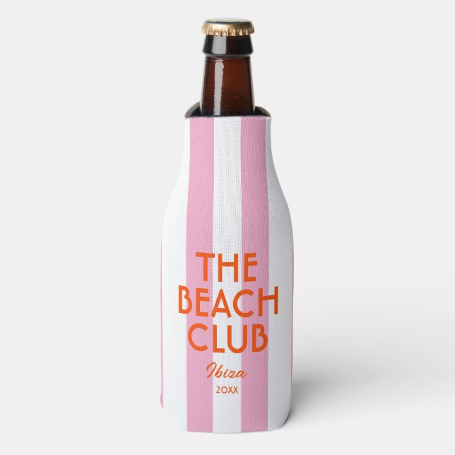 Der Beach Club Ibiza Pink Cabana Strip Flaschenkühler (Flaschenvorderseite)