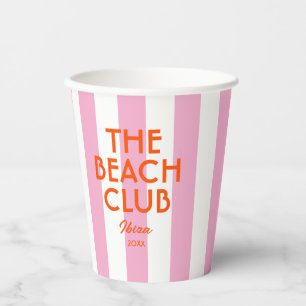 Der Beach Club Ibiza Pink Cabana Strip Pappbecher