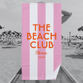 Der Beach Club Ibiza Pink Cabana Strip Strandtuch