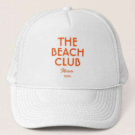 Der Beach Club Ibiza Vibrannt Orange Custom Truckerkappe