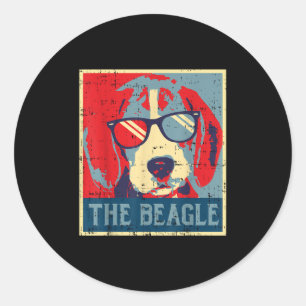 Der Beagle Obama Poster Vintage Tier Heimtier Hund Runder Aufkleber