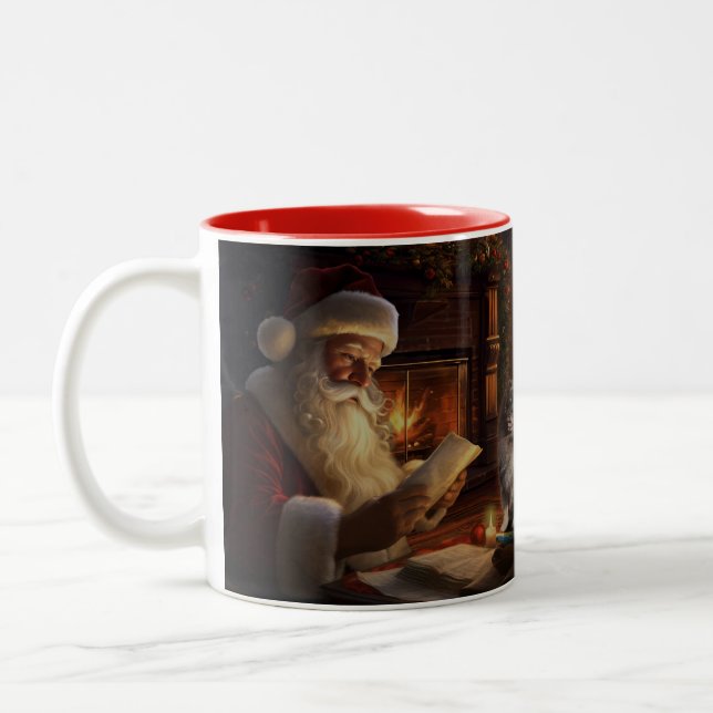 Der Begleiter des Weihnachtsmanns Zweifarbige Tasse (Links)