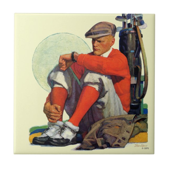 Der behaltene Golfspieler wartete Fliese (Vorderseite)