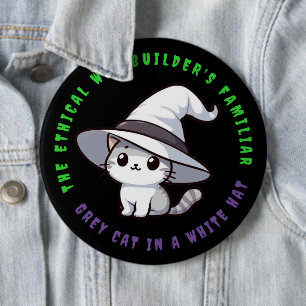 Der bekannte White Hat Cat eines lustigen ethische Button