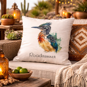 Der bemalte Läufer, Watercolor Roadrunner individu Kissen