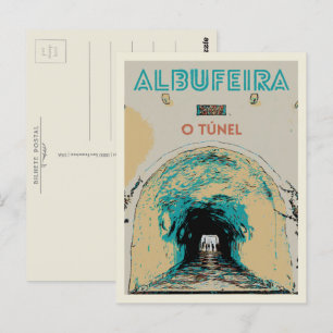 Der berühmte Albufeira Beach Access Tunnel, Algarv Postkarte