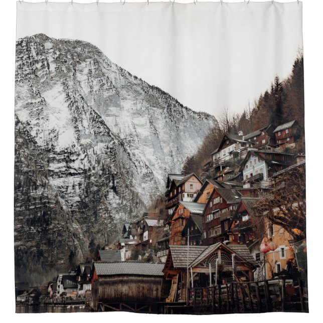 DER BERÜHMTE HALLSTATT IN ÖSTERREICH DUSCHVORHANG (Vorderseite)