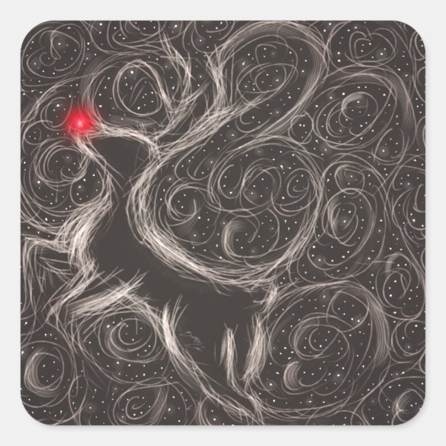 Der berühmteste Rentier Quadratischer Aufkleber (Vorderseite)