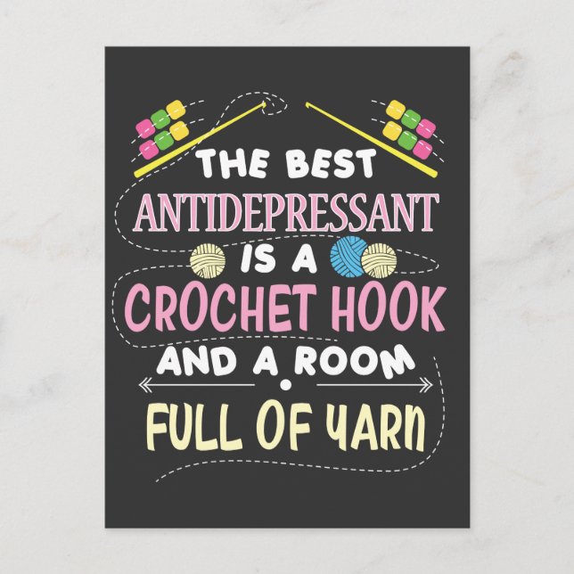 Der beste Antidepressiv Funny Crochet Hook Postkarte (Vorderseite)