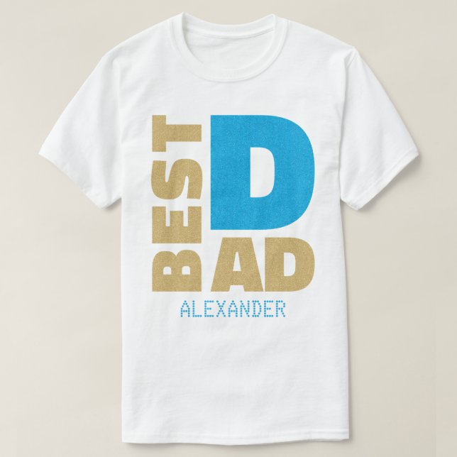 Der beste Blue Gold Glitzer Name für den Vater T-Shirt (Design vorne)
