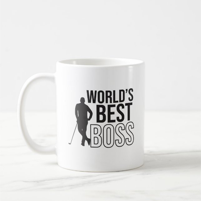Der beste Boss der Welt mit einem Golfspieler Kaffeetasse (Links)