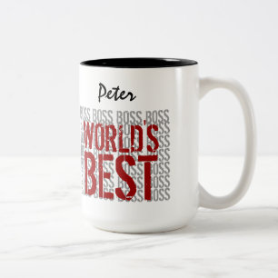 Der beste Boss Grunge Lettering Individuelle Name  Zweifarbige Tasse