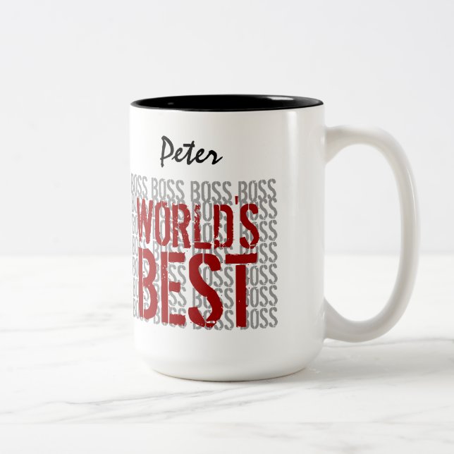 Der beste Boss Grunge Lettering Individuelle Name  Zweifarbige Tasse (Rechts)