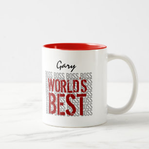 Der beste Boss Grunge Lettering Individuelle Name  Zweifarbige Tasse