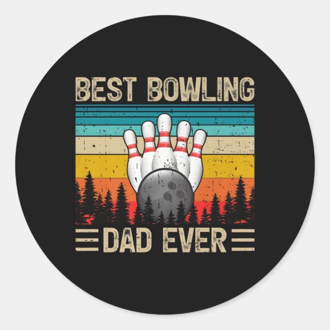 Der beste Bowling Vater je Vatertag Runder Aufkleber (Vorderseite)