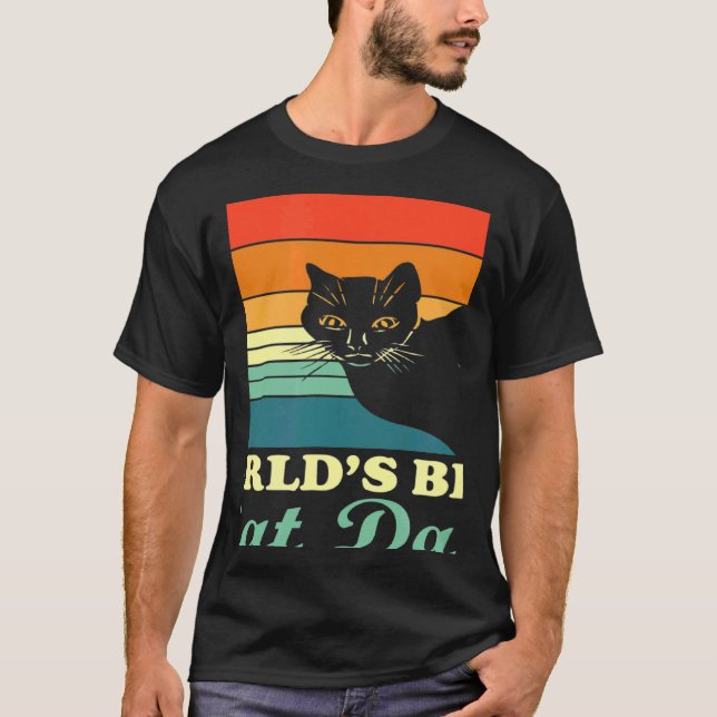 Der beste Cat Vater Cat Vater Retro Style T-Shirt (Vorderseite)