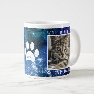 Der beste Cat Vater der Welt Drucke Name Foto Spac Jumbo-Tasse
