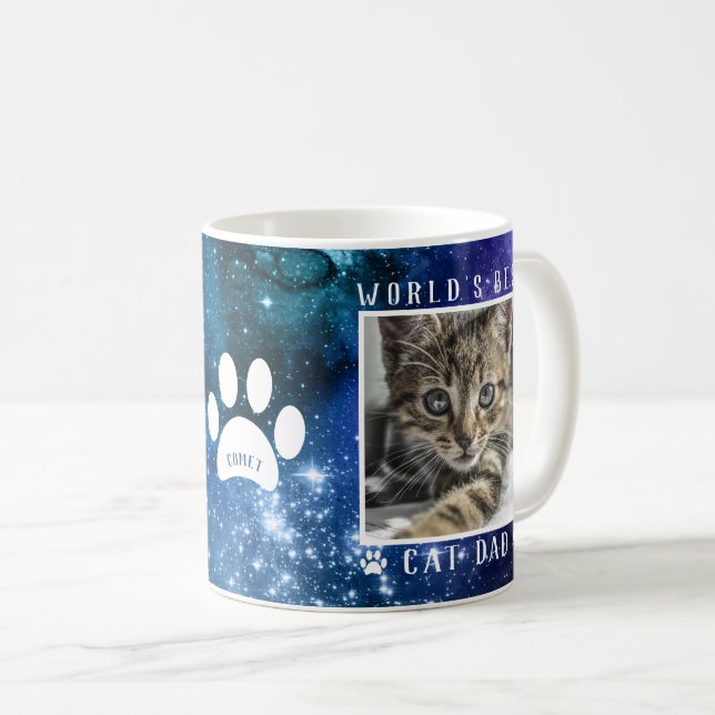 Der beste Cat Vater der Welt Drucke Name Foto Spac Kaffeetasse (VorderseiteRechts)