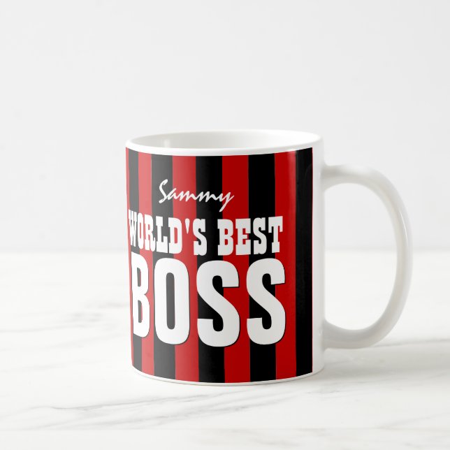 Der beste CHEF der Welt rotes Schwarzes Stripes Kaffeetasse (Rechts)
