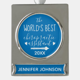 Der beste Chiropraktiker der Welt Banner-Ornament Silber