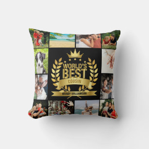 Der beste Cousin der Welt - Collage Gold Black Kissen