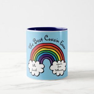 Der beste Cousin überhaupt Regenbogen Blau Zweifarbige Tasse