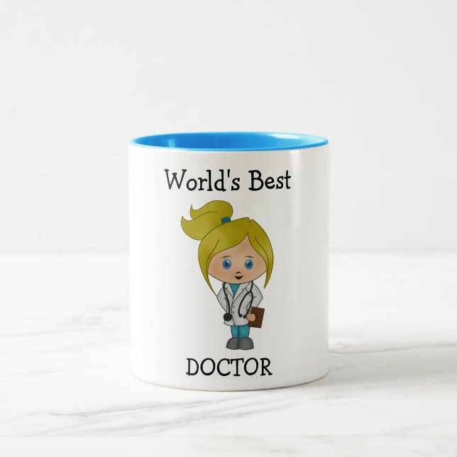 Der beste Doktor der Welt, niedliche blonde Frau Zweifarbige Tasse (Mittel)