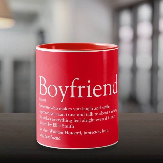 Der beste Freund der Welt, der je Red definiert ha Zweifarbige Tasse (World's Best Boyfriend Ever Definition Red Two-Tone Coffee Mug)