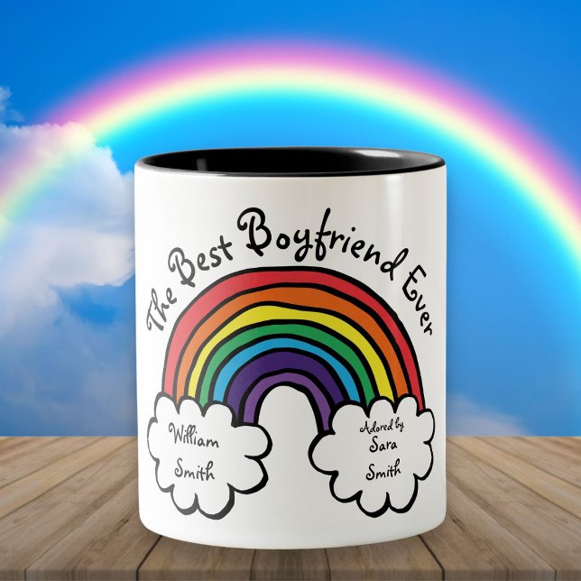 Der beste Freund je Rainbow Zweifarbige Tasse (The Best Boyfriend Ever Rainbow Two-Tone Coffee Mug)