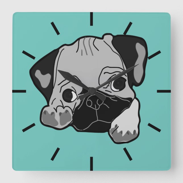 Der beste Freund Quadratische Wanduhr (Vorderseite)