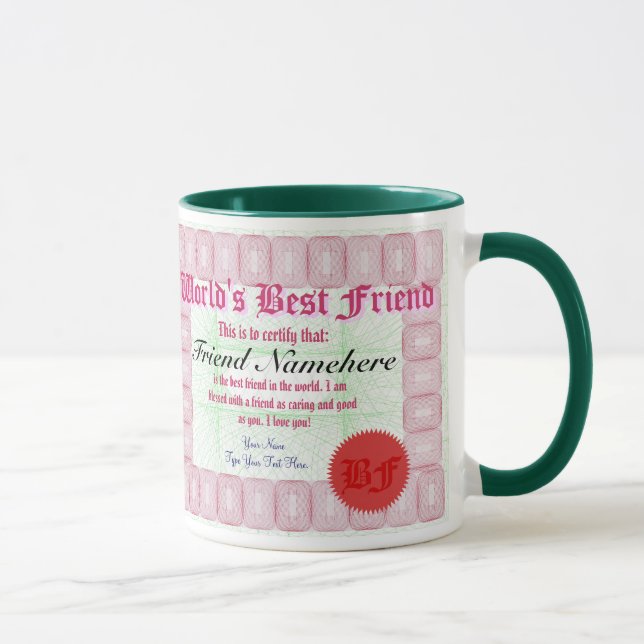 Der beste Freund-Zertifikat-Preis-Tasse der Welt Tasse (Rechts)