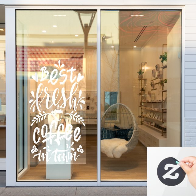 Der beste frische Kaffee in der Stadt, ein rustika Fensteraufkleber (Schaufenster)