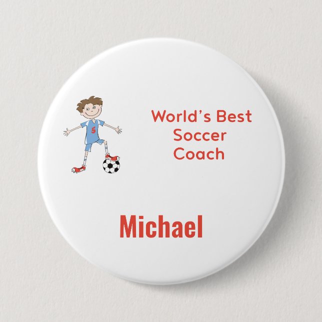 Der beste Fußballtrainer der Welt Personalisiert m Button (Vorderseite)