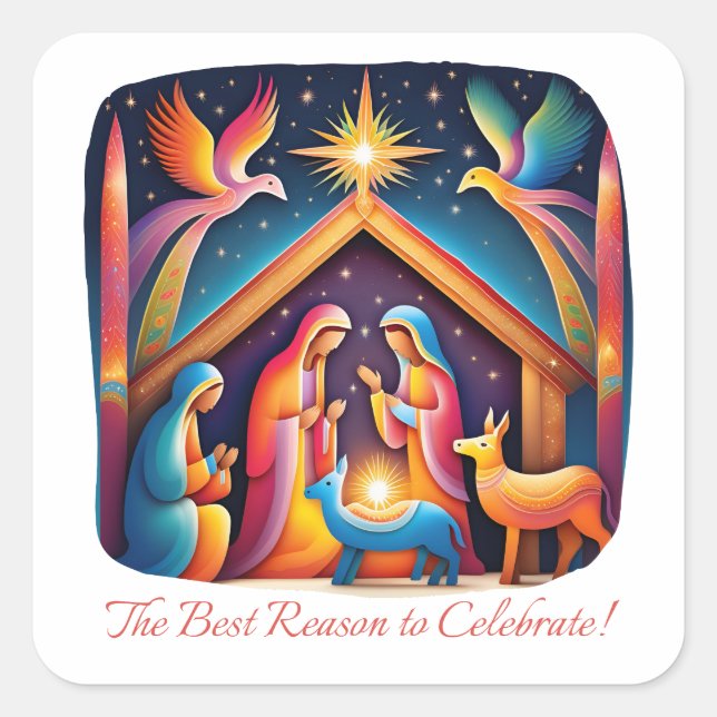 Der beste Grund, zu feiern Quadratischer Aufkleber (Vorderseite)