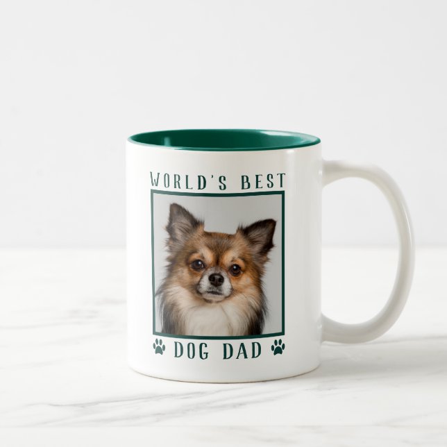 Der beste Hund-Vater der Welt druckt Pet-Foto grün Zweifarbige Tasse (Rechts)