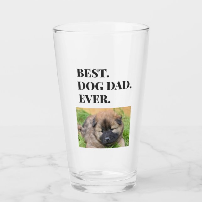 Der beste Hund-Vater je Foto Vatertag Glas (Vorderseite)
