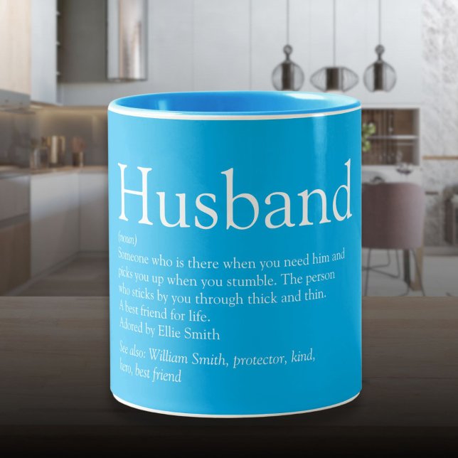 Der beste Husband der Welt definiert Sky Blue Zweifarbige Tasse (World's Best Ever Husband Definition Sky Blue Two-Tone Coffee Mug)