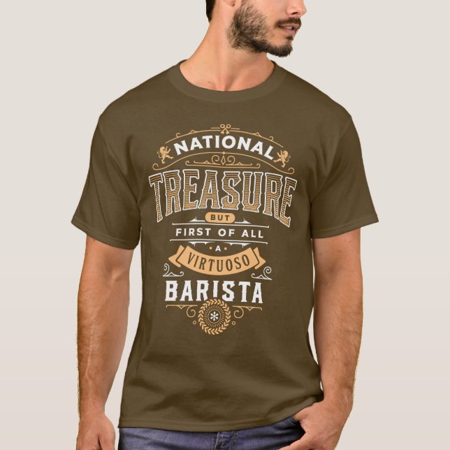 Der beste Kaffee Barista Nationalschatz für Arbeit T-Shirt (Vorderseite)