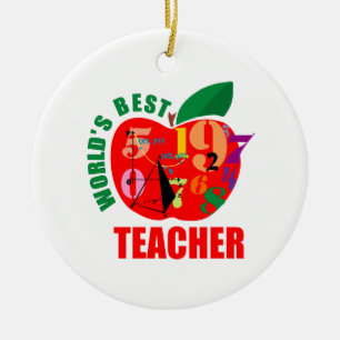 Der beste Lehrer Apple der Welt Keramikornament