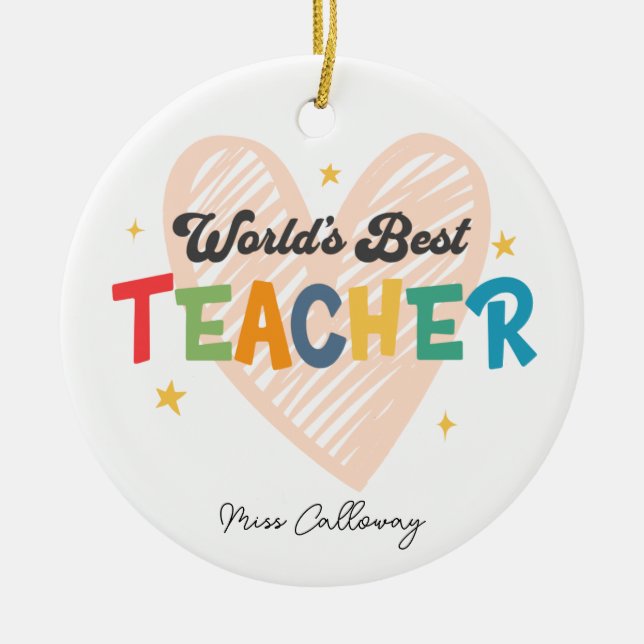 Der beste Lehrer der personalisierten Welt Keramik Ornament (Vorne)