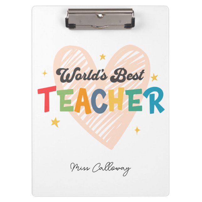 Der beste Lehrer der personalisierten Welt Klemmbrett (Vorderseite)