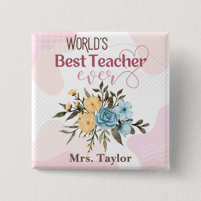 Der beste Lehrer der Welt je Personalisiert Button (Vorderseite)