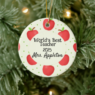 Der beste Lehrer der Welt mit Apple Accents - kund Keramik Ornament