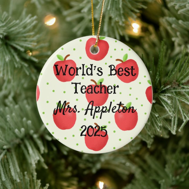 Der beste Lehrer der Welt mit Apple Accents - kund Keramik Ornament (Baum)