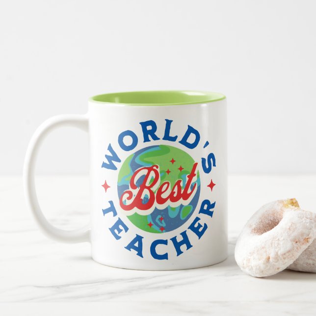 Der beste Lehrer der Welt Zweifarbige Tasse (Mit Donut)