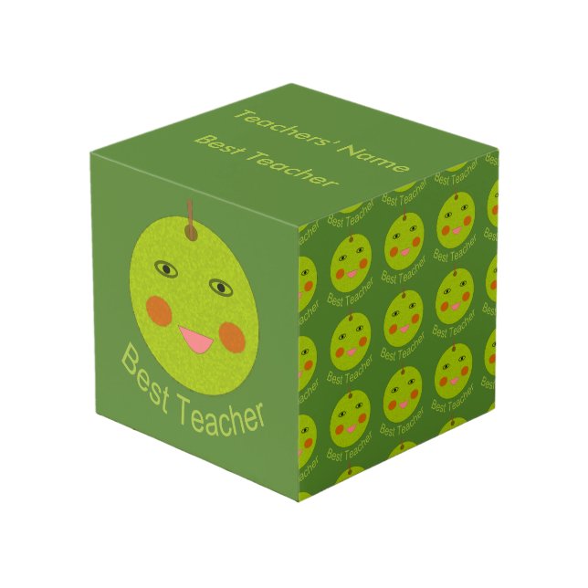 Der beste Lehrer Happy Apple Custom Foto Cube Würfel (Vorderseite Schrägansicht)