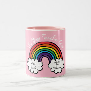 Der beste Lehrer je in Regenbogenfarbe Zweifarbige Tasse